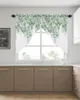 Cortina acuarela plantas hojas verdes ventana sala de estar dormitorio decoración cortinas cocina decoración Triangular