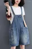Jeans femininos calças jeans mulheres macacão baggy calças curtas com bolsos grandes verão 2024 coreano estilingue macacão solto perna larga capris