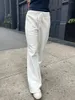 Women's Pants Drawstring Raw Hem White Straight Long 2024 Sweet Cute High Waist Trousers Summer Casual Sport Sweatpant Chic