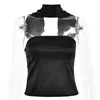 Women's Tanks JULISSA MO Elegant Autumn Halter Hollow Out Satin Backless Cropped Tops Strapless Skinny Vest Party Clubwear Clothing