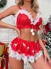 Bras Set Christmas Lingerie Set sexy per donne in pizzo fantasia biancheria intima da 3 pezzi Erotico intimo trasparente