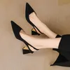 Women High Heels Black High Heels Shoes Sandals Summer Party Sexy Thick Mules Shoes Slippers Ladies Wedding 240129