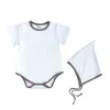 Rompers Baby romper krótki rękawie Koski Hats Bawełniane letnie ubrania dla Borns Bodysuits Dziewczyna/chłopiec odzież Dzieci 0-18 miesiąca