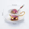 Pastoral Floral Bone China Tea Cup Saucer Spoon Set 200ml Cafe Ceramic Coffee Elegant Advanced Porcelain Teacup Drop 240130