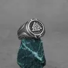 Klusterringar rostfritt stål vintage viking norska rune ring herr mode valknut amulet hip hop cyklist enkla smycken grossist