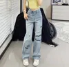 Women's Jeans designer jeans high-waisted straight-through wide leg pants show thin women casual NBJK