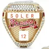 Najwyższej klasy AAAADD 9 graczy Nazwa Pierścień Soler Man Albies 2021 2022 World Series Baseball Braves Mistrzostwa z drewnianym wyświetlaczem Bo Dhstb