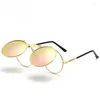 Lunettes de soleil Vintage Metal Punk Lunettes Steam Flip Hommes UV400 Protection Pliable Multifonctionnel Pour Hommes