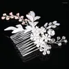 Hair Clips Wedding Combs Bride Accessories Gold/Silver Color Metal Flower Leaf Hairpins Head Jewelry Gifts For Women Girls