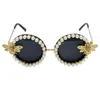 Солнцезащитные очки 2024, круглые женские солнцезащитные очки в стиле барокко с жемчугом, сексуальные солнцезащитные очки для девочек, со стразами, женские очки для вечеринки, Feminino