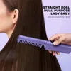 Lisseur de cheveux paresseux 2 en 1, peigne 1500mAh, Rechargeable par USB, Mini brosse à chauffage rapide, outil de coiffure 240126