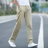Pantalon homme 2024 été mince coton kaki décontracté affaires couleur unie Stretch pantalon marque mâle gris grande taille 40 42