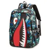 Projektantka nowa unisex street plecak z Shark Camouflage Student Student Plecak Shark Plecak dla mężczyzn