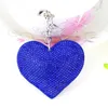 Keychains Luxury Rhinestone Heart Keychain Bling Shining Full Crystal Keyring Key Chains For Women Girls Bag Hanging Pendant Charm smycken