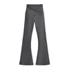 Pantaloni da donna Vita elastica con orlo svasato alto Yoga per donna Pantaloni elasticizzati in tinta unita con collo alto e morbido traspirante