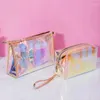 Kosmetiktaschen Mode Wasserdichte Transparente Tasche PVC Laser Farbe Toilettenartikel Make-Up Organizer Weibliche Mädchen Reißverschluss Make-Up Fall