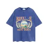 Mens Designer Rhu T-Shirt Vintage Retro Washed Shirts Luxury Brand T Shirts Womens Short Sleeve T shirt Summer Causal Tees Streetwear Tops Clothes Various Colors-2