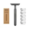 WEIDI 3-Piece Elegant Double Edge Safety Razor Wet Shaving for Men Women with 5 Platinum Blades Silver Rose Gold Black 240127