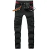 Motorcycle Denim Pants Men's Black Jeans Fashion Stretch Zipper Skinny Jeans Pleated Moto Biker Men Slim Pants Selling 240122