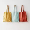 Casual Linen Cotton Women Canvas Bag Harajuku Fashion Solid Color One Shoul Shopping Handväska Girls Tote Travel Bag 240127