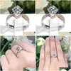 Anillos de racimo Babylon 925 Sterling Sier Ring Micro-Inlaid 1 Simation Diamond Mujer Charm Joyería Compromiso Regalo Drop Entrega Dhoxq