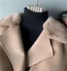 Trench Womens Coats Anos Início Outono e Inverno Coleção Mink Collar Wool Coat Designer Outono Inverno Dupla Face Nylon Casaco Elegante Quente Moda Alta Qualidade