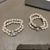 Pearnety Pearls Bracelets podwójna warstwa Bransoletka Saturn pełna diamentów w stylu retro inkrustowana diamentowa biżuteria złota