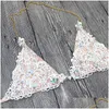 Bikinis Set Ladies Sequin Rhinestone Crystal Bikini Mayo Üçgen Kadın Düşük Bel Bantlı Mayo1 Damla Teslimat OTEJ7