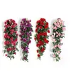 1 PC Artificial Flower Garland Vine 18 Head Rose Flowers Home Decor Fake Plant Leaves Wall Farmhouse Decor for Wedding Party1194L