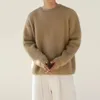 Suéter masculino syuhgfa 2024 outono inverno gola redonda mohair suéter solto estilo coreano vintage kintted pulôver roupas masculinas