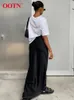 Skirts OOTN Elegant Satin Black Trumpet Fashion Slim High Waist Women Female 2024 Solid Office Long Skirt Spring Summer