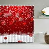 Shower Curtains Christmas Curtain For Bathroom Decorations Hooks Blue Balls Xmas Tree Branches Polyester Bath Accessories Sets