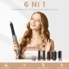 High Speed 6 in 1 Hair Dryer Brush Automatic Curling Iron and Straightening Negative Ion Styling Tools Air Comb 240130