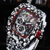 2021 Top Digite Version Skeleton Dial All Richa Fiber Pattern Case Japan Sapphire Mens Watches Rubber Designer Sport Watches218i