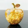 Adornos artesanales de manzana con hoja de oro, regalos creativos de Nochebuena, figuritas decorativas de escritorio de cristal, regalo de buena suerte 240124