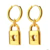 Stud Earrings Jinhui Stainless Steel Padlock Pendant Earring Keyhole Hollow Gold Color Wholesale Hip-Hop Punk For Women Jewelry Gifts Otexv