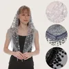 Abbigliamento etnico Ricamo floreale Pizzo Hijab Turbante Scialle Scava fuori Mantello traspirante Avvolgere Sciarpa a triangolo Mantiglia Copricapo per le donne