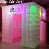 Tenda gonfiabile per cabine fotografiche cubiche all'ingrosso da 5x5x3,5 mH (16,5x16,5x11,5 piedi) con illuminazione a LED colorata per feste di matrimonio ed eventi a noleggio