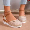 Dress Shoes Women's Sandal Wedge Heel 2024 Summer Sandals For Women Outdoors Wear Resistant Solid Color Plus Size