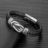 Charm Bracelets MKENDN Punk Retro Men Square Knot Leather Bracelet For Women Stainless Steel Magnet Buckle Infinity Couple Jewelry