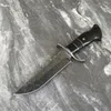 Couteau droit damas haut de gamme de qualité supérieure, 9Cr18Mov, lame à pointe droite, manche en ébène, couteaux à lame fixe avec gaine en cuir