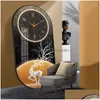 Horloges murales Cristal Porcelaine Horloge De Luxe Grand Salon Moderne Ménage Mode Peinture Décorative Décor Silencieux Drop Livraison Dha0J