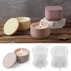 Candle Holders 3D Round Square Jar Silicone Molds With Lid Succulent Flower Pot Storage Box Plaster Resin Craft Home Decor Gift