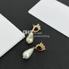 Urok Pearl Drop Kolczyki w kształcie serca Kolczyki biżuterii Dangle Lovely Stud Wedding Prezent z pudełkiem