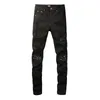 Mens Designer Purple Jeans Biker Slim Fit Motorcykelcyklister denim för män sköljning gör gamla hiphop kvinnor street mode mans svarta byxor lila jeans