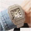 Zegarki damskie oblodzone zegarki dla mężczyzn i kobiet fl Diamond Pasek kwarcowy ruch mody strój zegarek data wodoodporna analogowa wysoka q dhwos