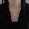 Pendentifs Ventfille 925 Sterling Moon Simple Collier pour femmes Stéréoscopique Polyvalent Tendance Bijoux Cadeau Drop