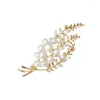 Brooches Elegant And Luxery Freshwater Pearl Wheat Delicate Temperament Plant Zircon Leaf Corsage Women Accessories Decoration