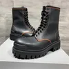 Mode homme bottes à lacets semelle en caoutchouc hommes en cuir véritable bottine bout rond mâle botte décontractée