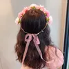 Аксессуары для волос, аксессуар, венок, головной убор, ткань из органзы, цветок, разноцветный детский обруч с короной, повязка на голову в корейском стиле для девочек